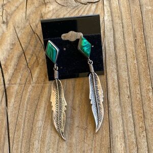 Authentic Malachite Feather Earrings